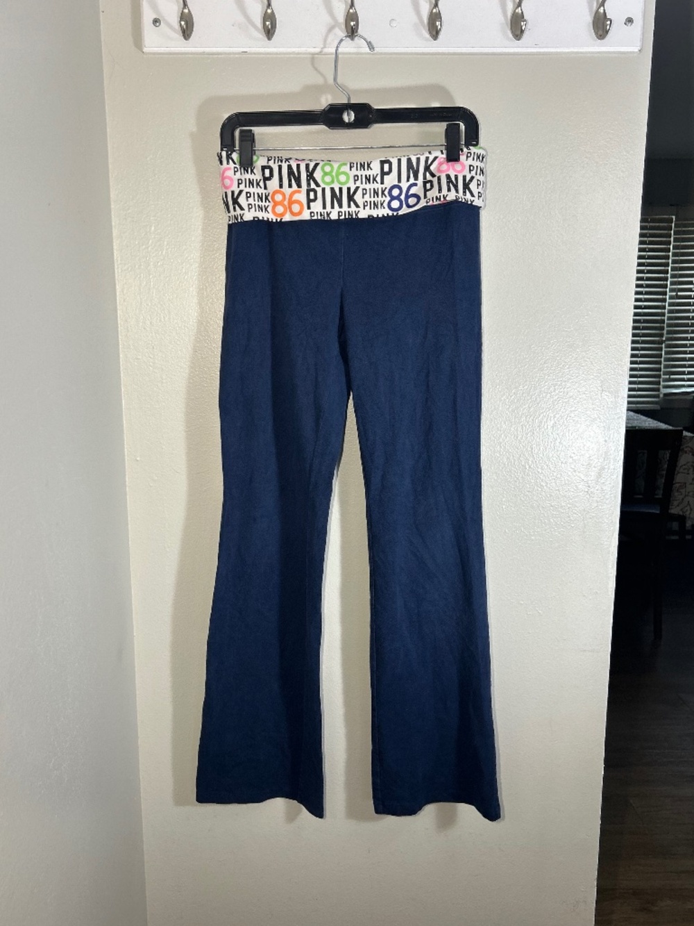 Y2K Victoria's Secret PINK Foldover navy blue flare leggings Size M